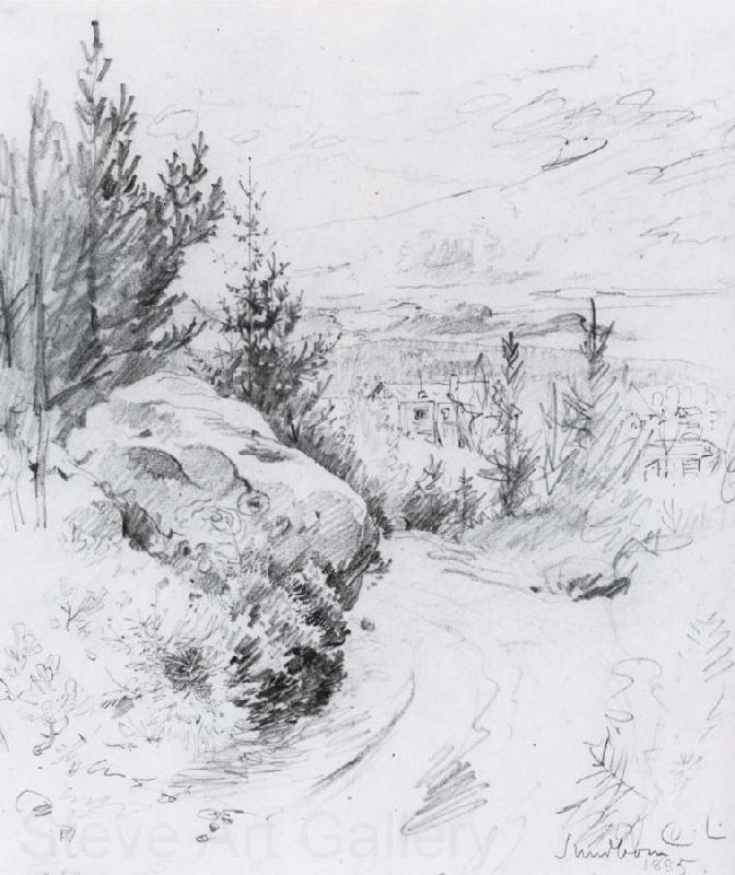 Carl Larsson First Glimpse of Sundborn Pencil